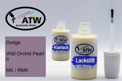 Dodge, Wild Orchid Pearl II, MK / RMK: 20ml Lackstift + 20ml Klarlack - Set, von ATW Autoteile West.